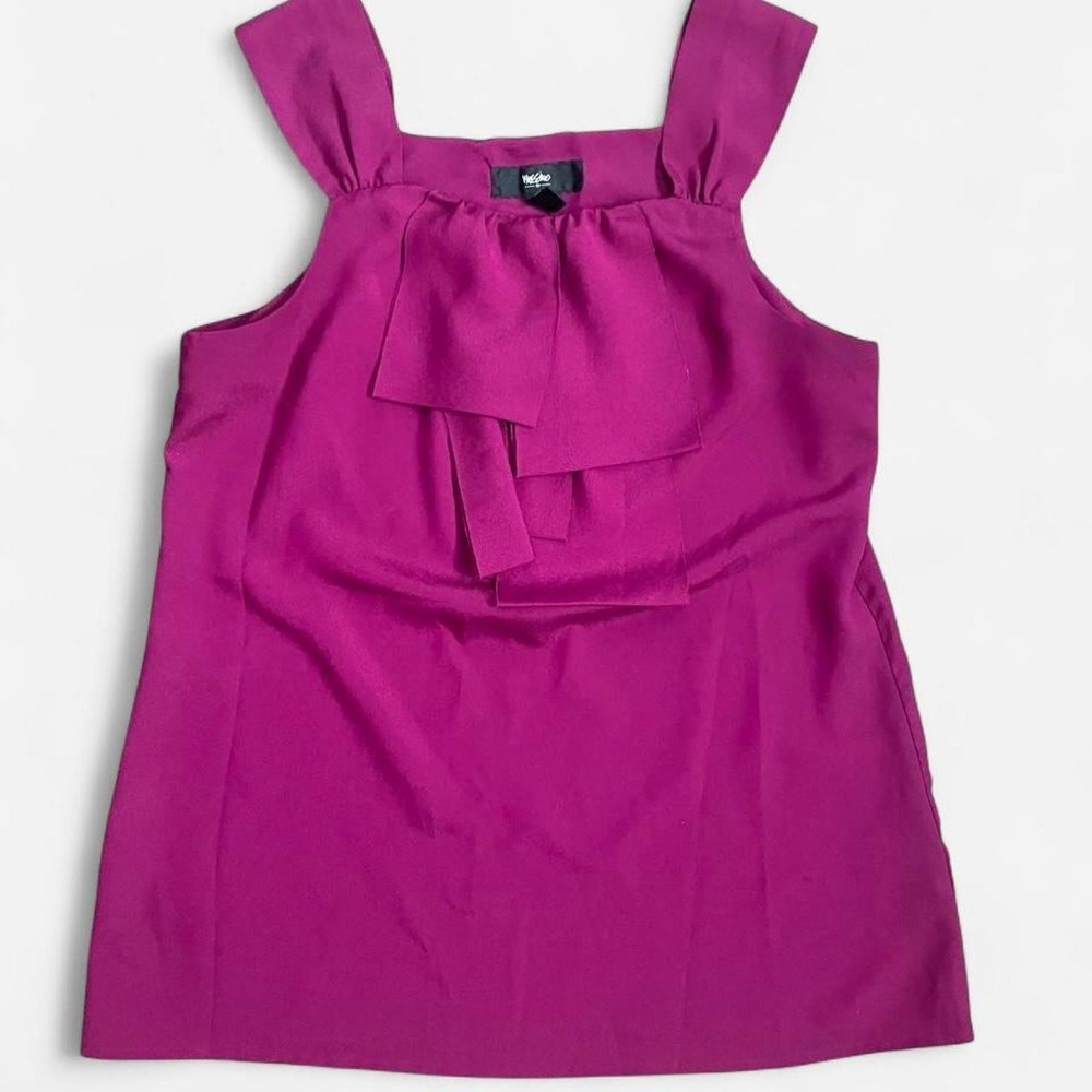 2000s Mossimo Magenta Ruffle Neck Blouse Top Size XS